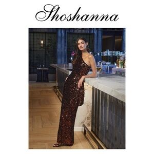 Shoshanna Tiana One-Shoulder Sequined Maxi Dress